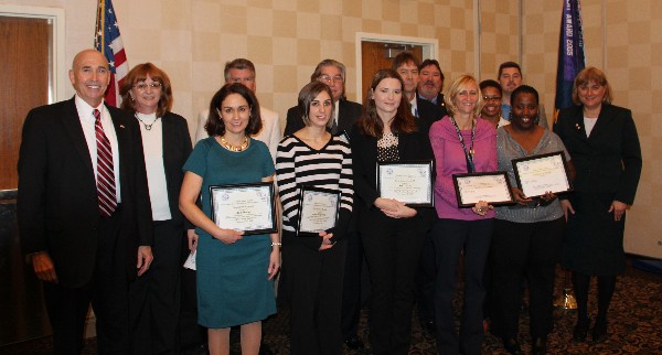 STEM Teaching Tools awardees recognized in November are (l-r) Walker, guest speaker; Mary Yager; Ann McGee, Greenbrier Middle School; David Lorenz, Grassfield High School and Governors STEM Academy; Jenna Filipowicz, Ocean Lakes High School; Louis Garland, John Yeates Middle School; Kelli Caras, John Yeates Middle School; Dr. James Barger, Landstown High School and Governors STEM and Technology Academy; Steve Kelley; Michele Baird, Granby High School; Tashiana Verna (accepting for Subhadra Desaraju), Norview High School; Kevin Pace, Virginia Beach Technical and Career Education Center; Demorrow Bond-Lee, Ghent School; and Duvall.